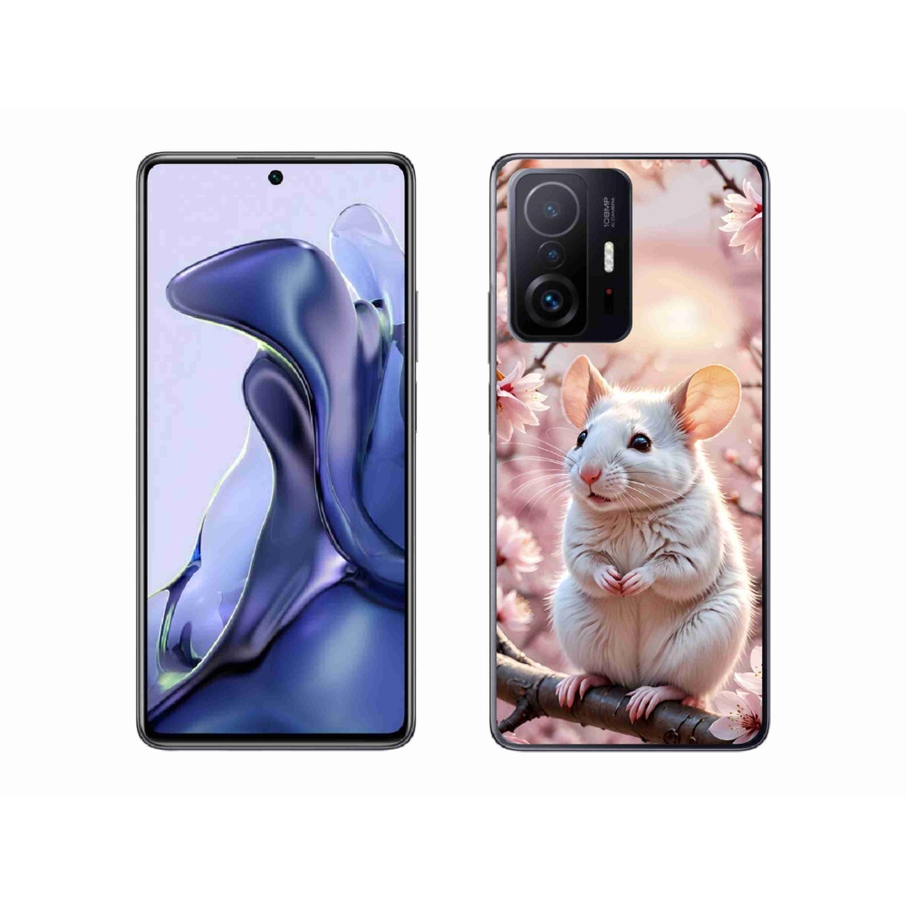 Gelový kryt mmCase na Xiaomi 11T - bílá myš na větvi
