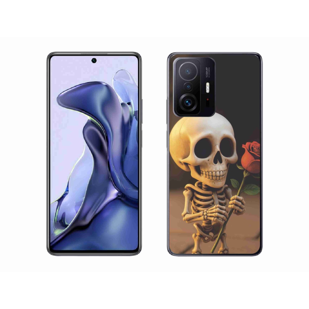 Gelový kryt mmCase na Xiaomi 11T - kostlivec s růží