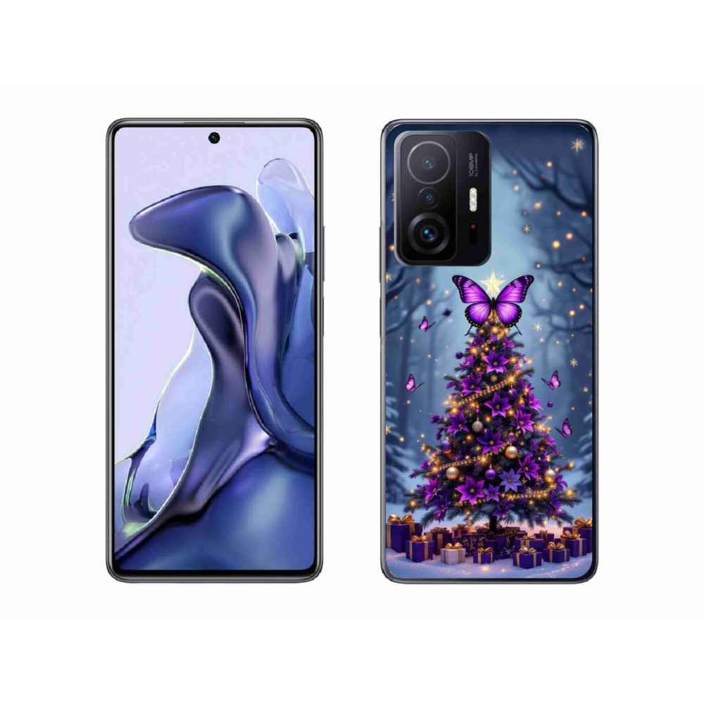 Gelový kryt mmCase na Xiaomi 11T - motýlí vánoční stromek