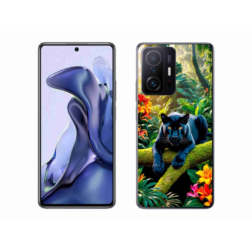 Gelový kryt mmCase na Xiaomi 11T Pro - černý panter v džungli