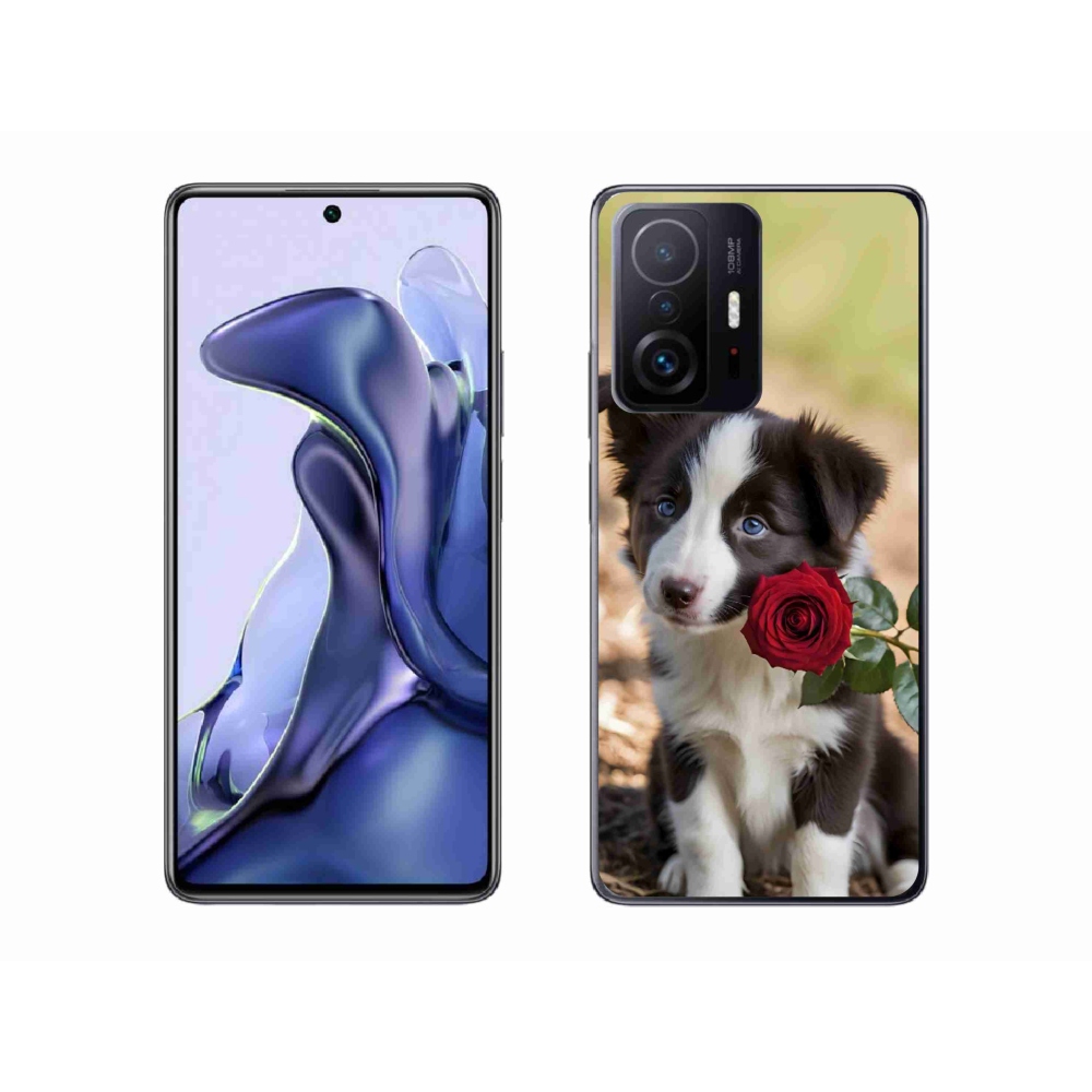 Gelový kryt mmCase na Xiaomi 11T Pro - roztomilá border kolie s růží