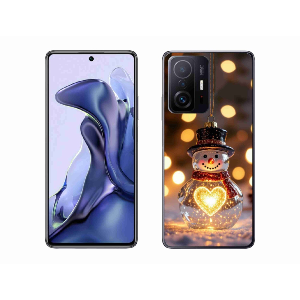 Gelový kryt mmCase na Xiaomi 11T - svítící vánoční sněhulák