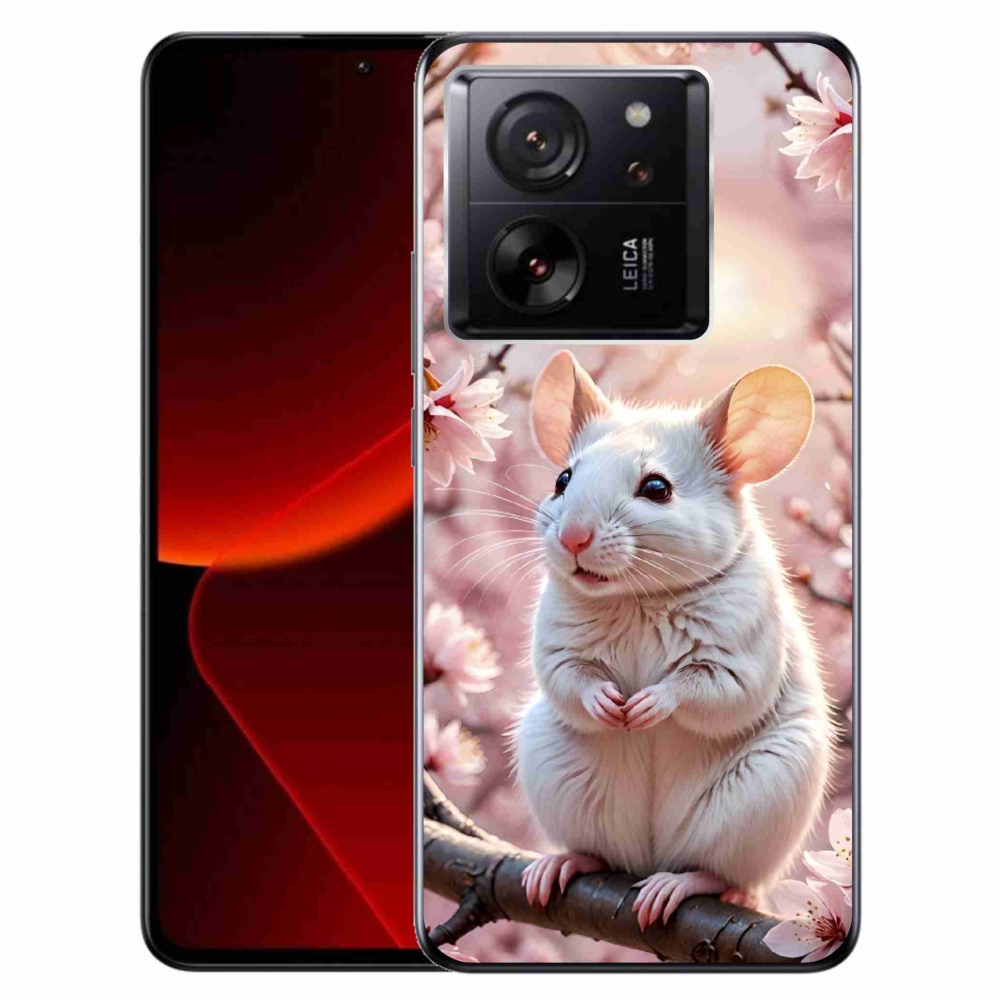 Gelový kryt mmCase na Xiaomi 13T/13T Pro - bílá myš na větvi