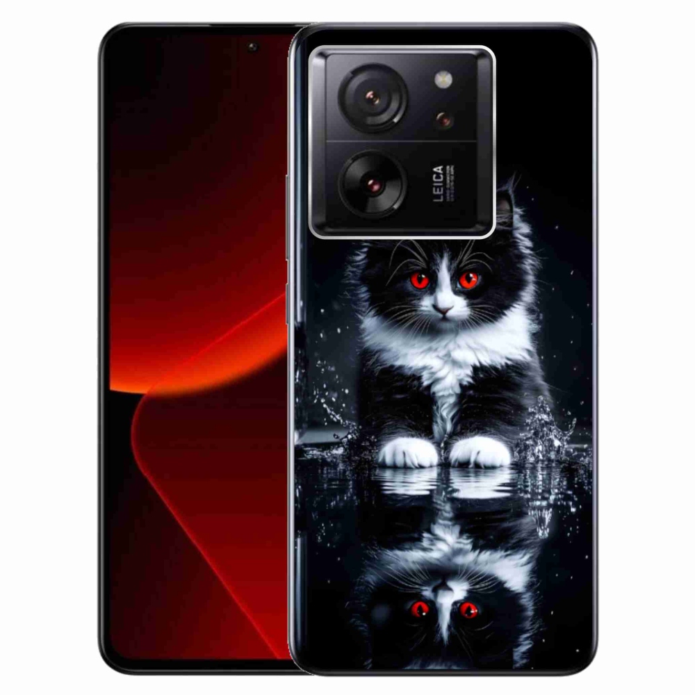 Gelový kryt mmCase na Xiaomi 13T/13T Pro - černobílé kotě