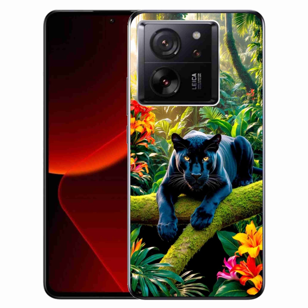 Gelový kryt mmCase na Xiaomi 13T/13T Pro - černý panter v džungli