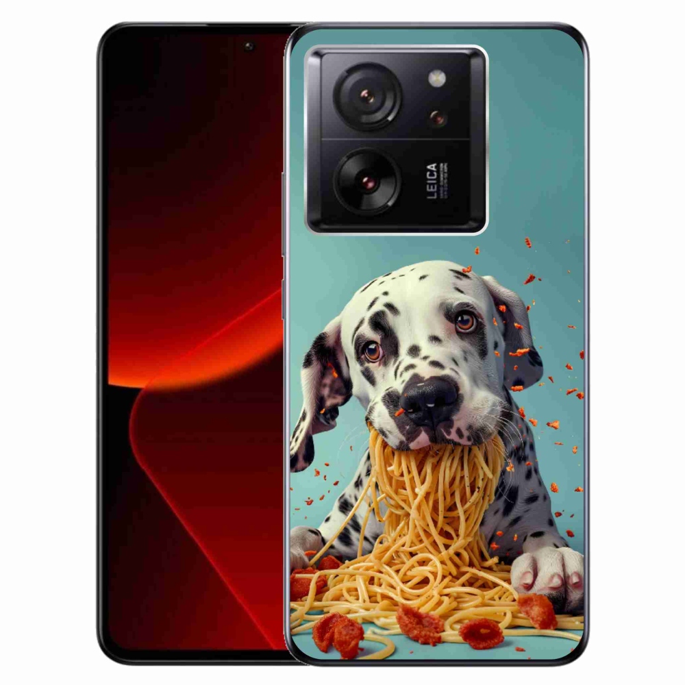 Gelový kryt mmCase na Xiaomi 13T/13T Pro - dalmatin a špagety