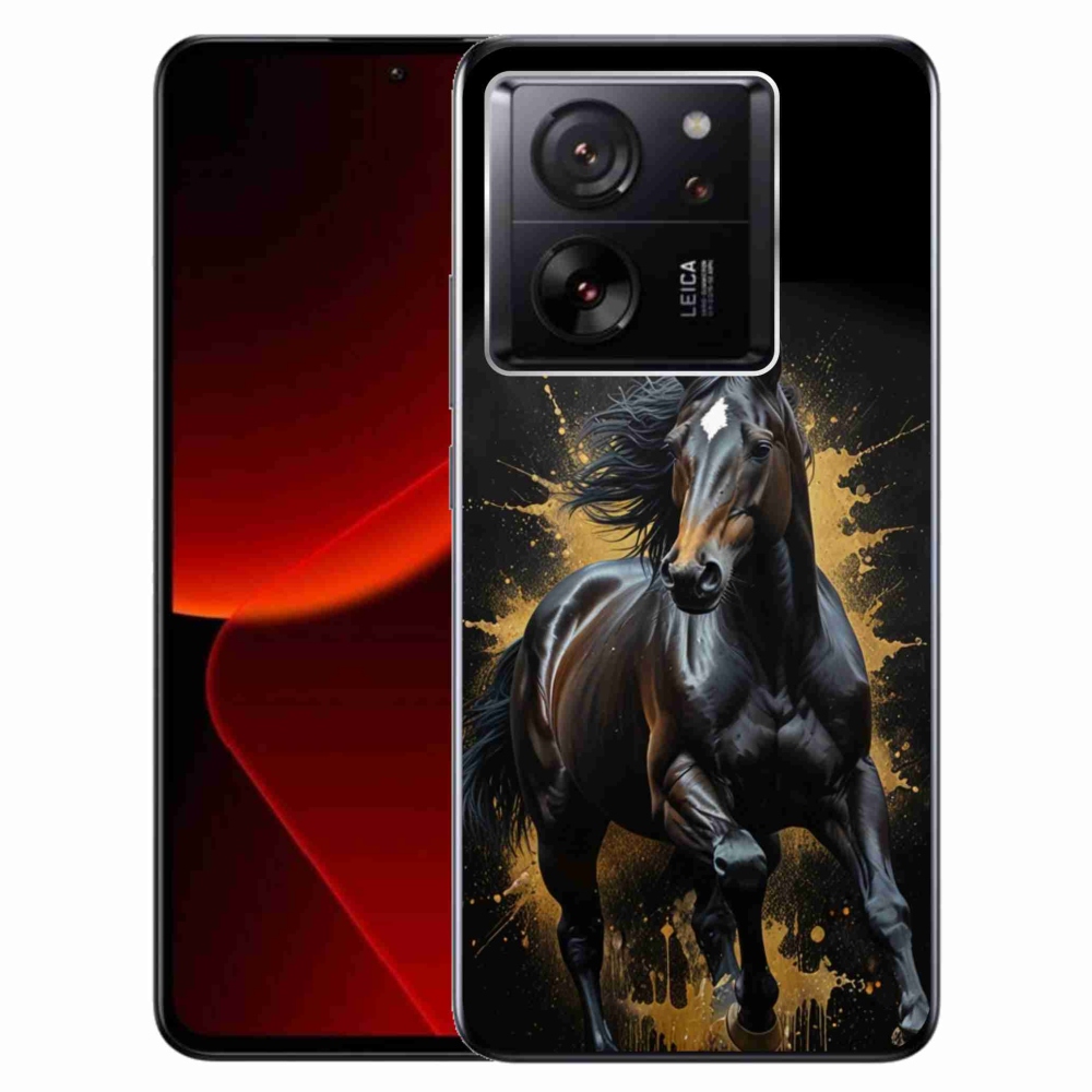 Gelový kryt mmCase na Xiaomi 13T/13T Pro - elegantní černý hřebec