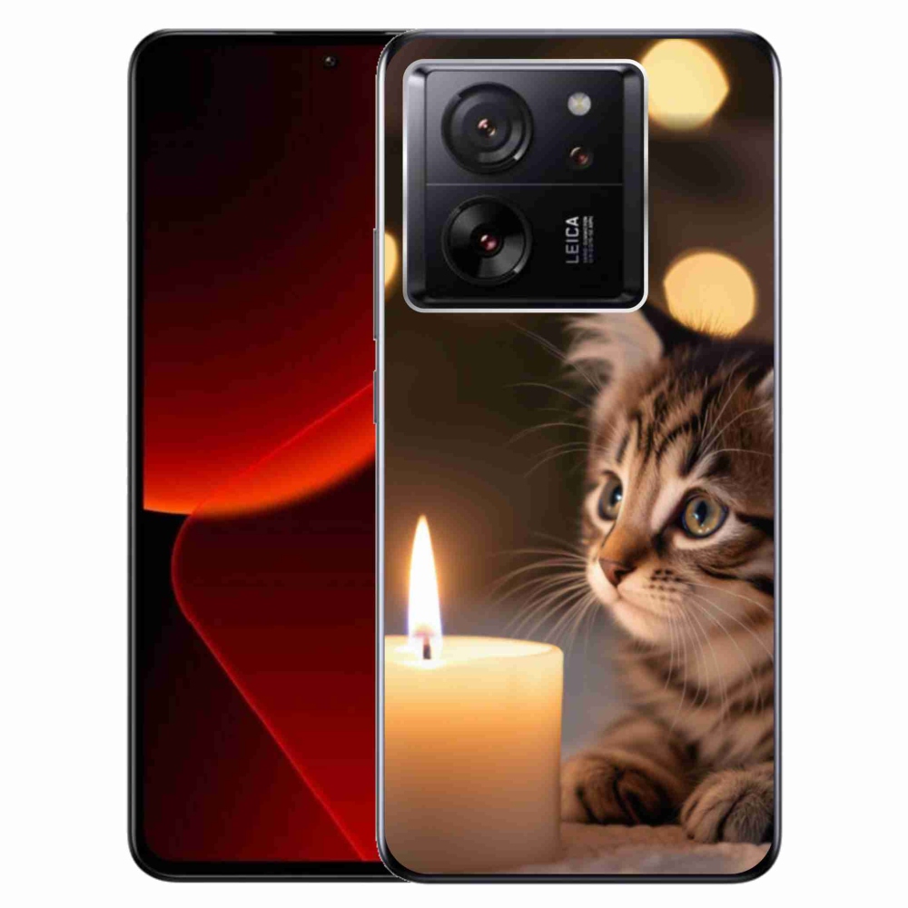 Gelový kryt mmCase na Xiaomi 13T/13T Pro - kotě a svíčka