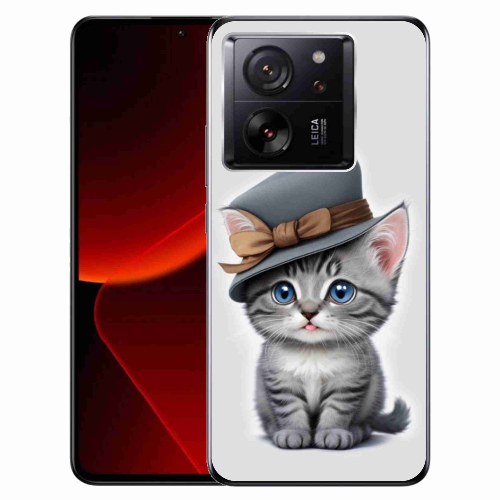 Gelový kryt mmCase na Xiaomi 13T/13T Pro - kotě s kloboukem