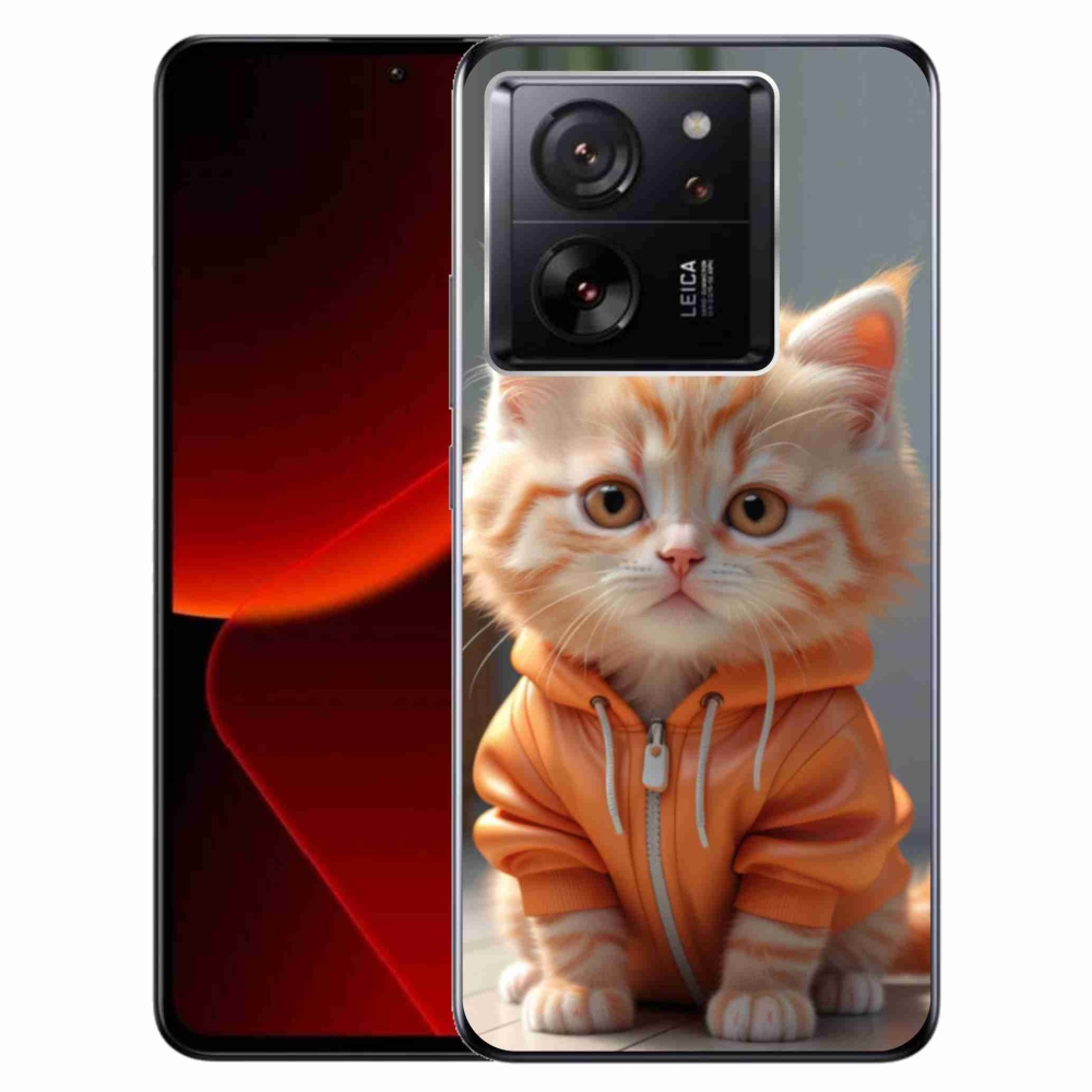 Gelový kryt mmCase na Xiaomi 13T/13T Pro - kotě v mikině