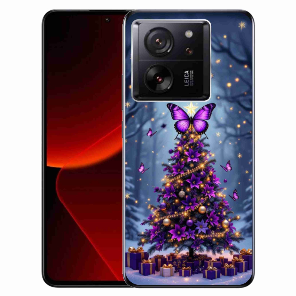 Gelový kryt mmCase na Xiaomi 13T/13T Pro - motýlí vánoční stromek