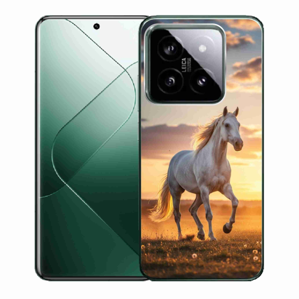 Gelový kryt mmCase na Xiaomi 14 - běžící bílý kůň 2