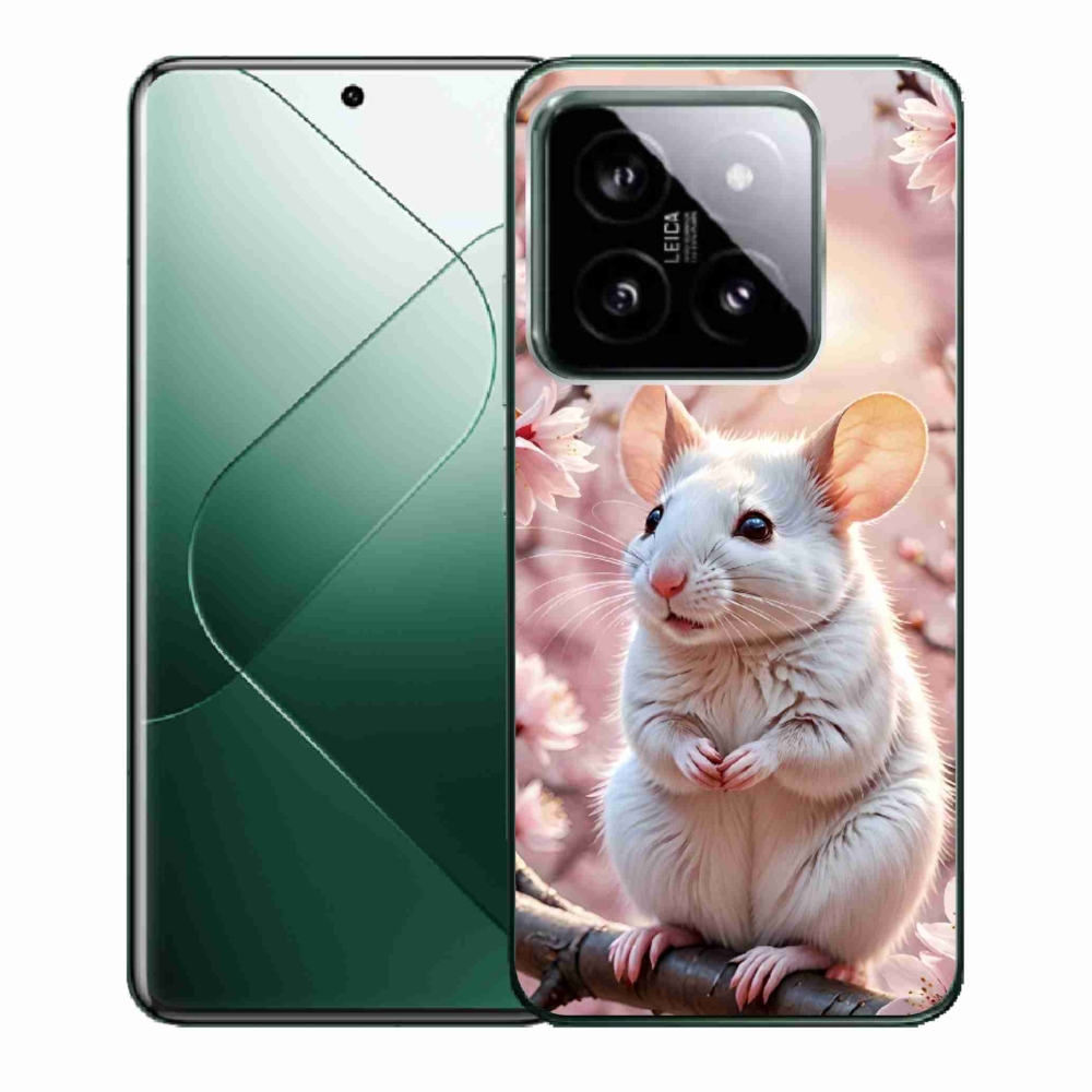 Gelový kryt mmCase na Xiaomi 14 - bílá myš na větvi