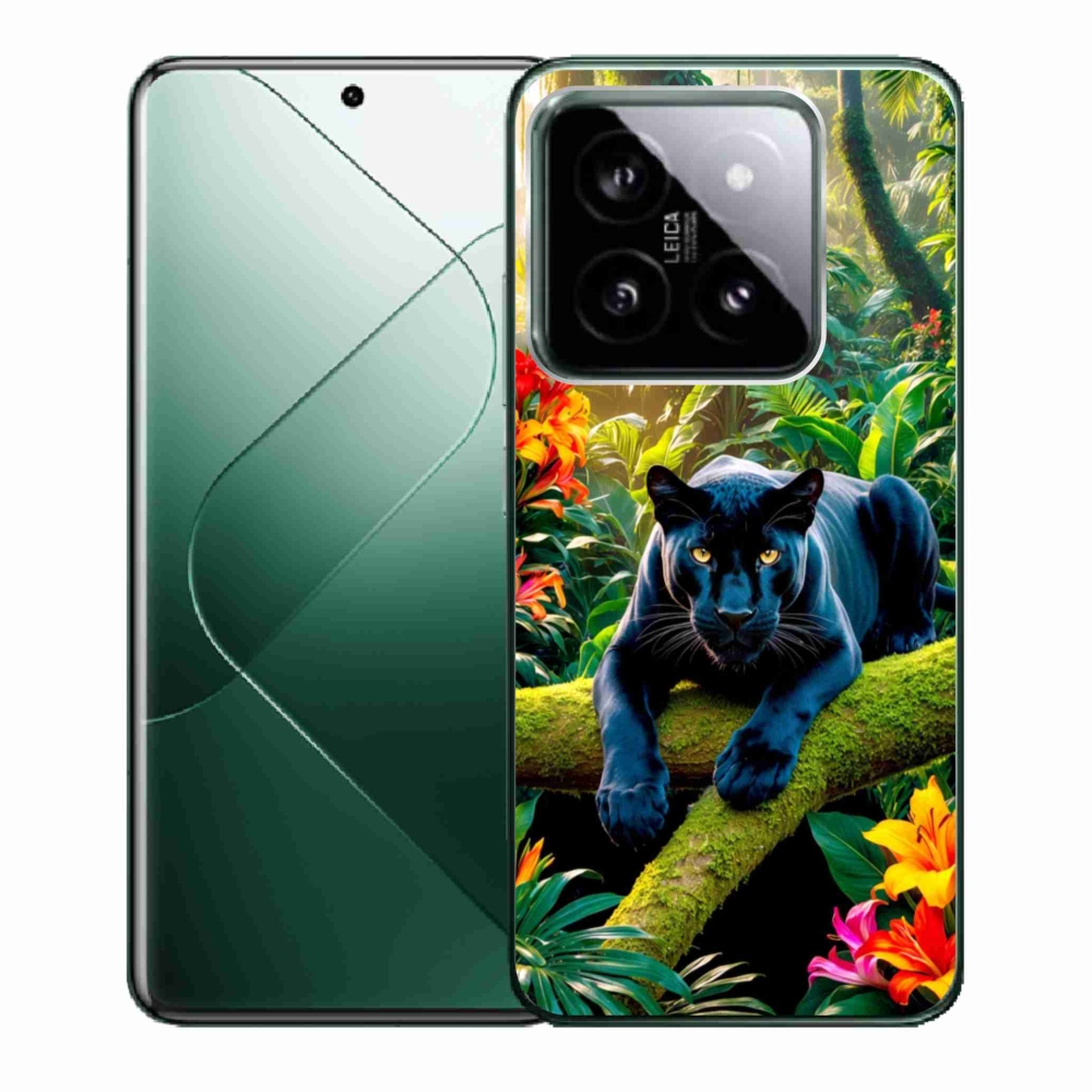 Gelový kryt mmCase na Xiaomi 14 - černý panter v džungli