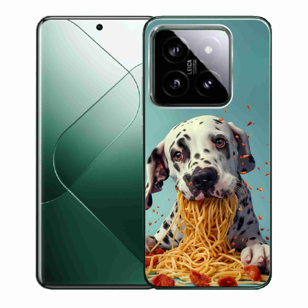 Gelový kryt mmCase na Xiaomi 14 - dalmatin a špagety