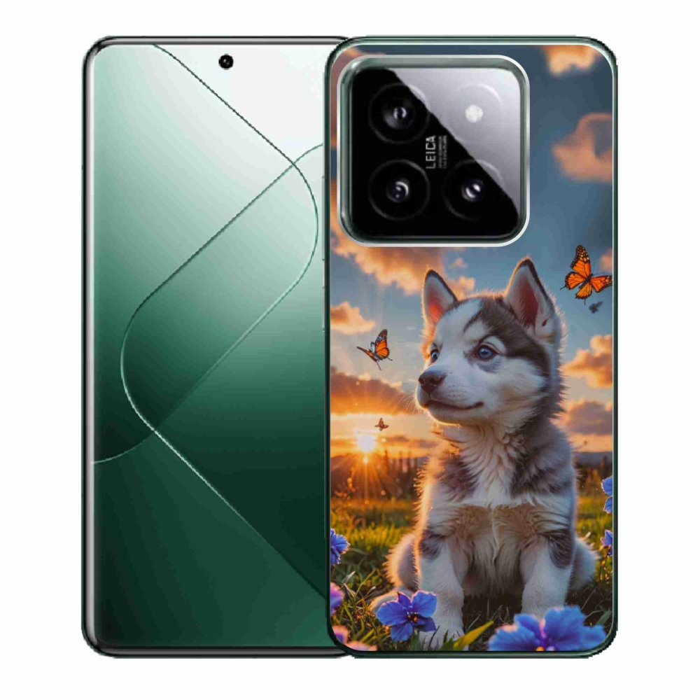 Gelový kryt mmCase na Xiaomi 14 - husky při západu slunce