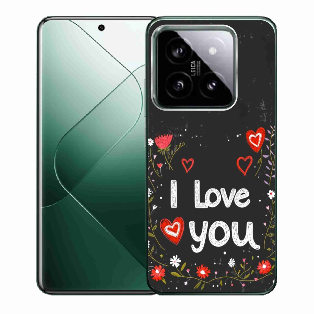 Gelový kryt mmCase na Xiaomi 14 - I love you černé pozadí