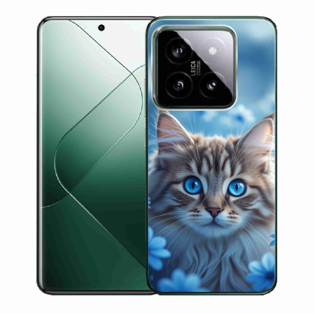 Gelový kryt mmCase na Xiaomi 14 - koťátko v modrých květech