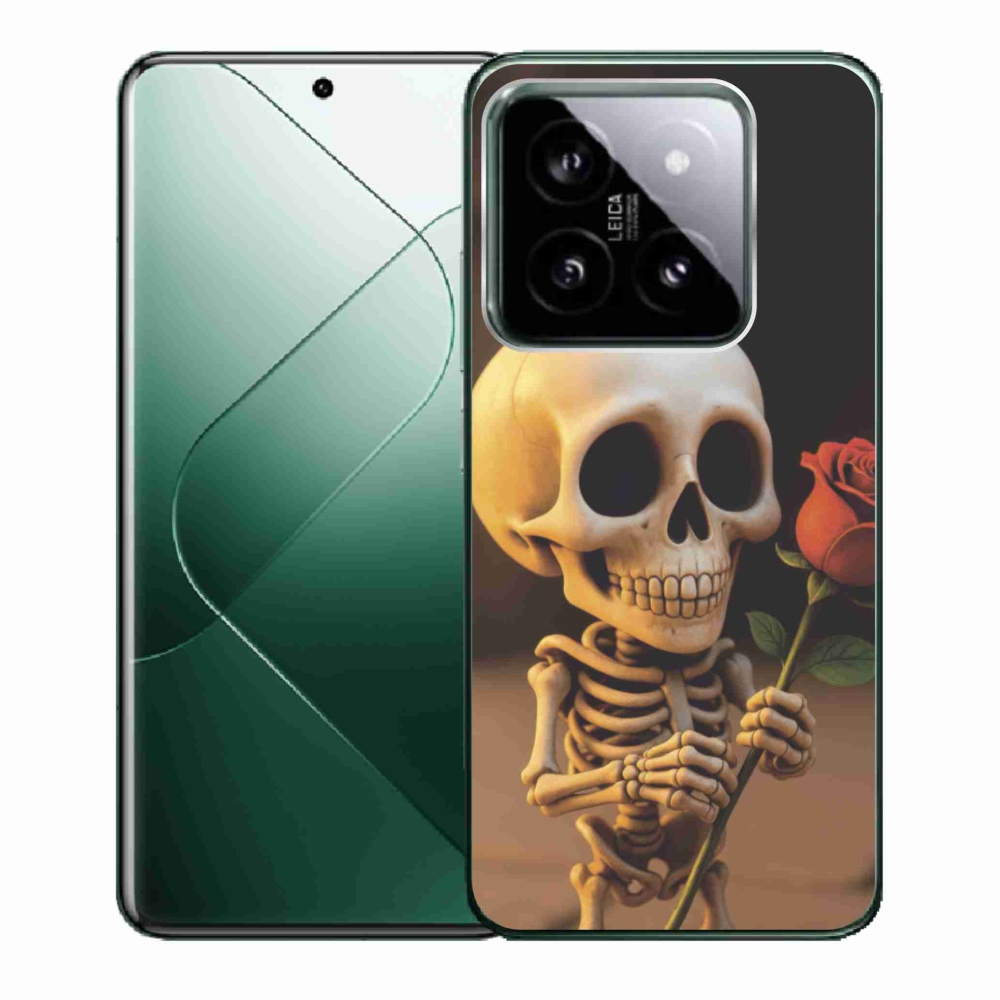 Gelový kryt mmCase na Xiaomi 14 - kostlivec s růží