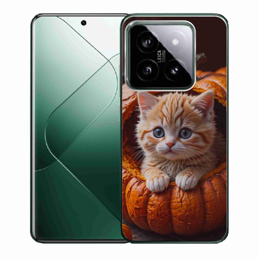Gelový kryt mmCase na Xiaomi 14 - kotě a dýně 2