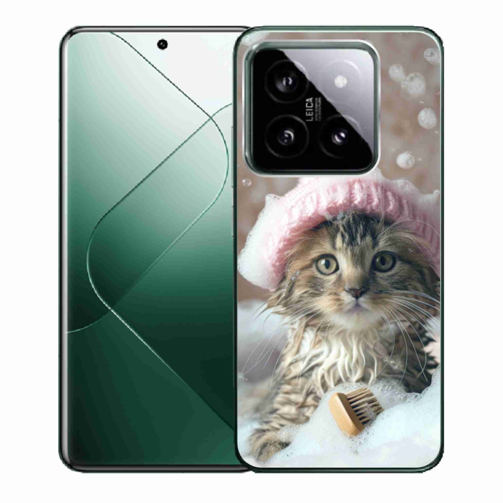 Gelový kryt mmCase na Xiaomi 14 - kotě a koupel