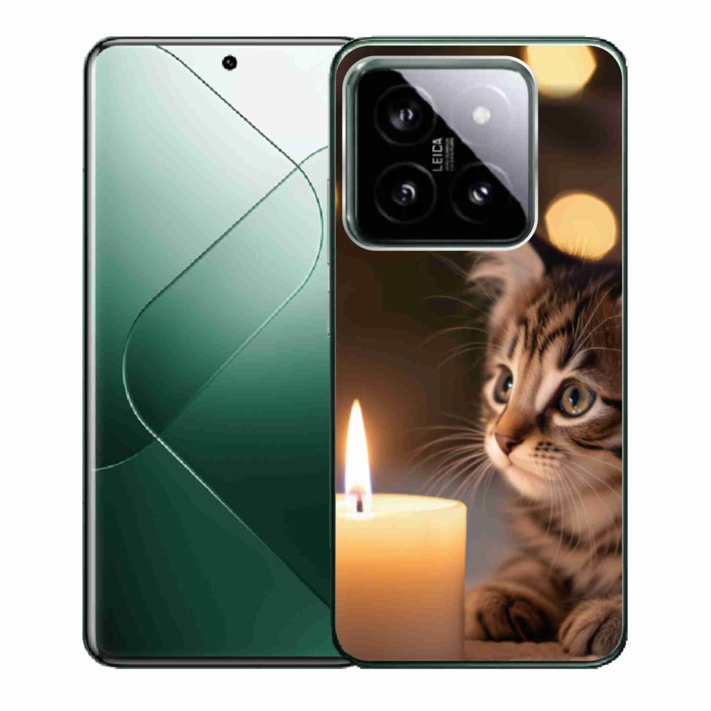 Gelový kryt mmCase na Xiaomi 14 - kotě a svíčka