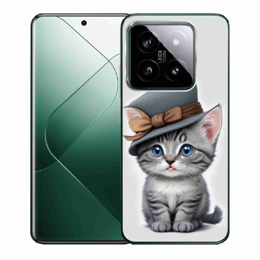 Gelový kryt mmCase na Xiaomi 14 - kotě s kloboukem