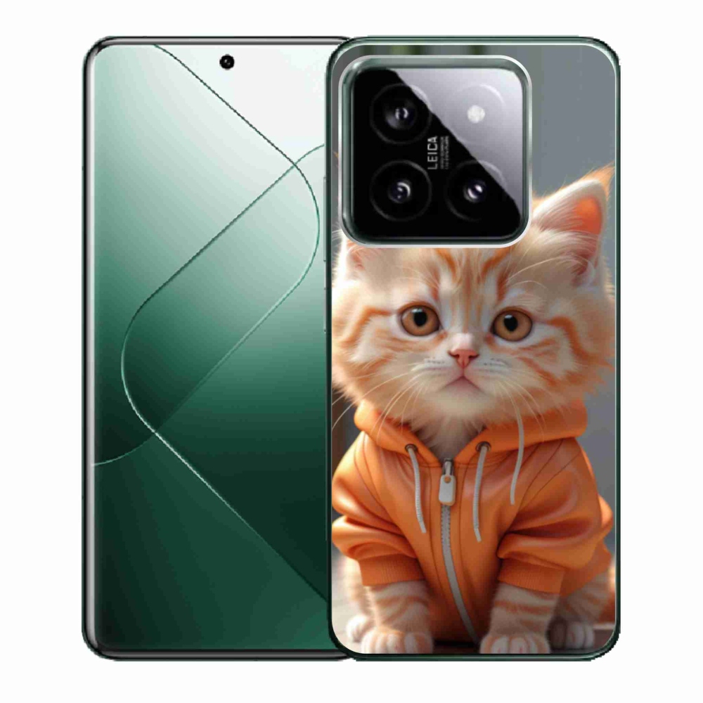 Gelový kryt mmCase na Xiaomi 14 - kotě v mikině