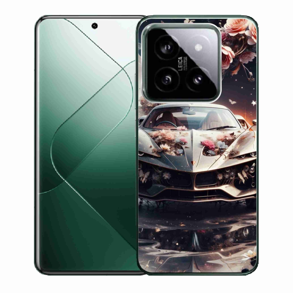 Gelový kryt mmCase na Xiaomi 14 - květinový sportovní vůz