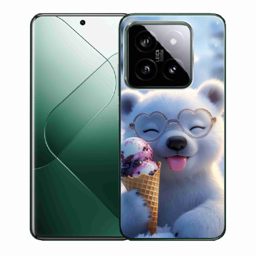 Gelový kryt mmCase na Xiaomi 14 - medvídek se zmrzlinou