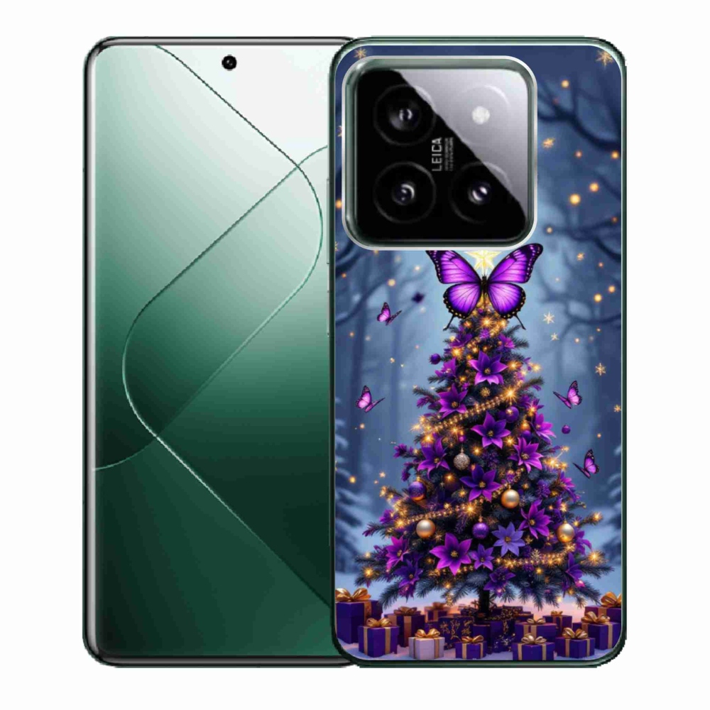 Gelový kryt mmCase na Xiaomi 14 - motýlí vánoční stromek