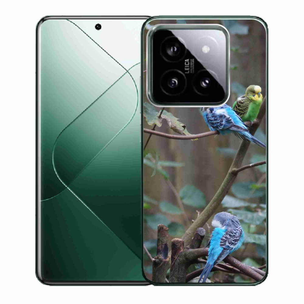 Gelový kryt mmCase na Xiaomi 14 - papoušci na větvi