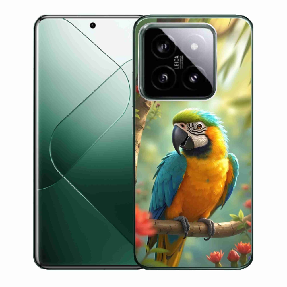 Gelový kryt mmCase na Xiaomi 14 - papoušek ara modrožlutá