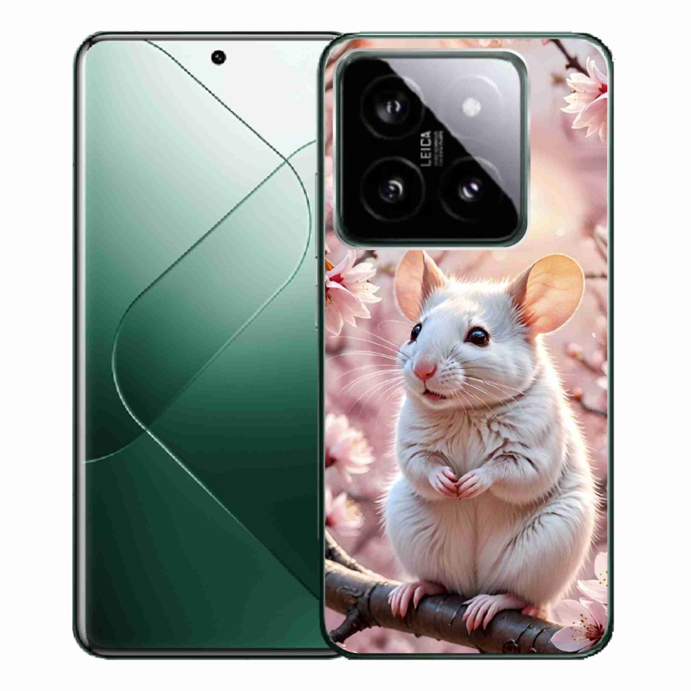 Gelový kryt mmCase na Xiaomi 14 Pro - bílá myš na větvi