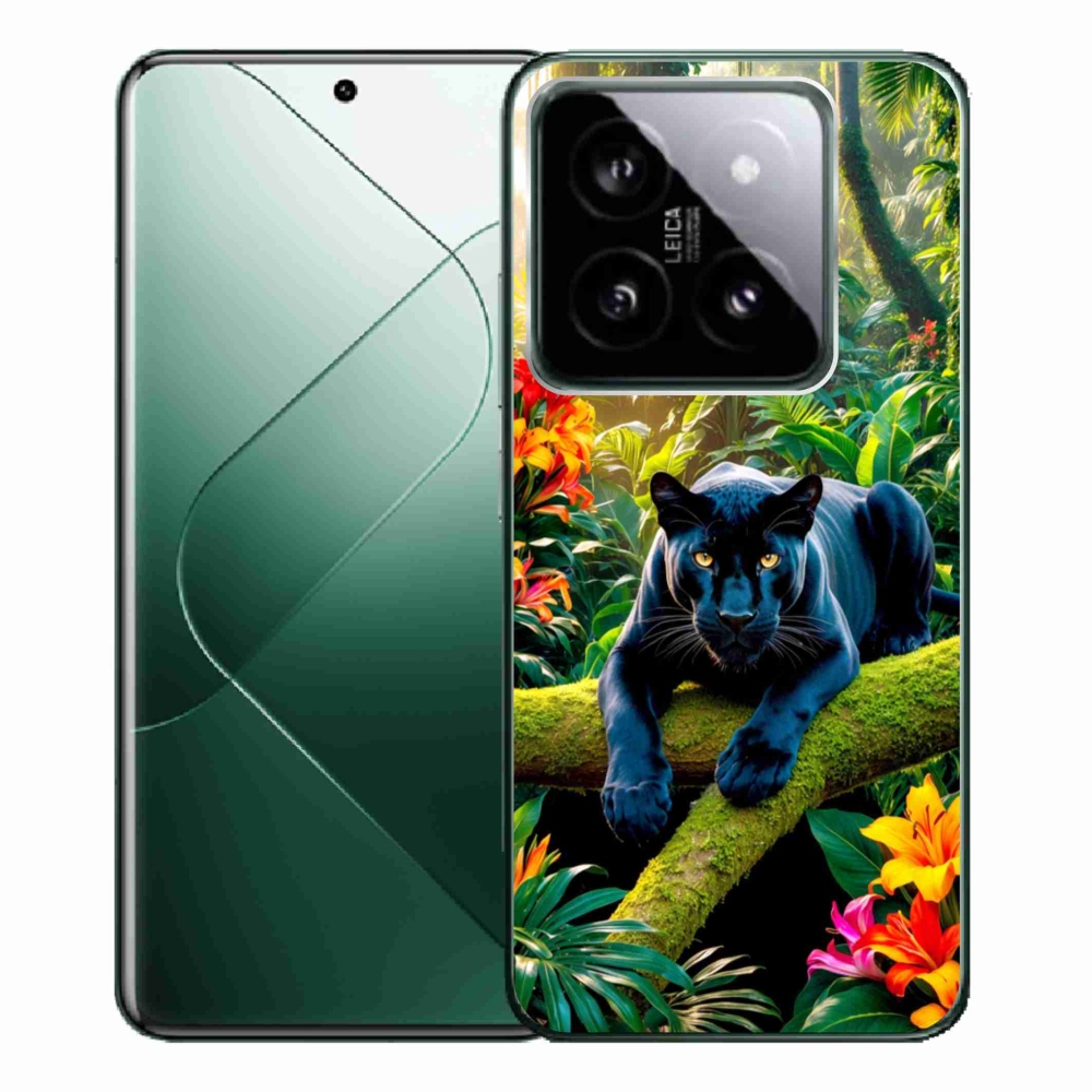 Gelový kryt mmCase na Xiaomi 14 Pro - černý panter v džungli