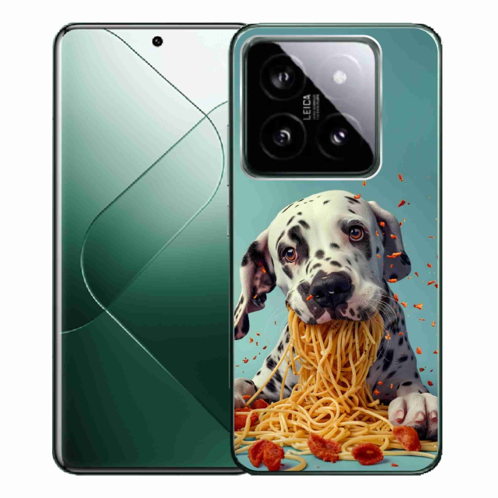 Gelový kryt mmCase na Xiaomi 14 Pro - dalmatin a špagety