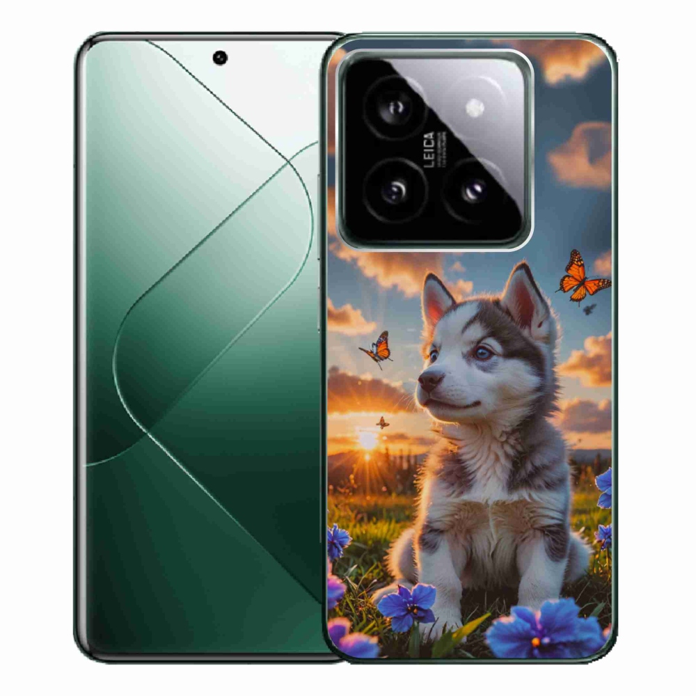 Gelový kryt mmCase na Xiaomi 14 Pro - husky při západu slunce