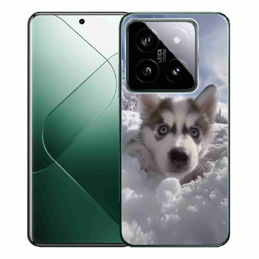Gelový kryt mmCase na Xiaomi 14 Pro - husky ve sněhu