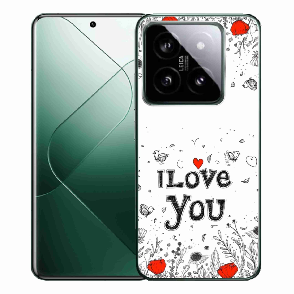 Gelový kryt mmCase na Xiaomi 14 Pro - I love you bílé pozadí
