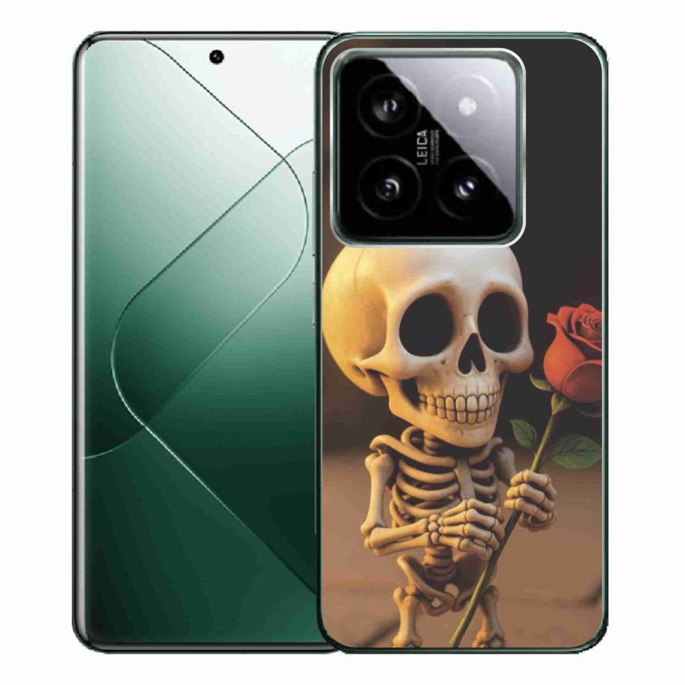 Gelový kryt mmCase na Xiaomi 14 Pro - kostlivec s růží