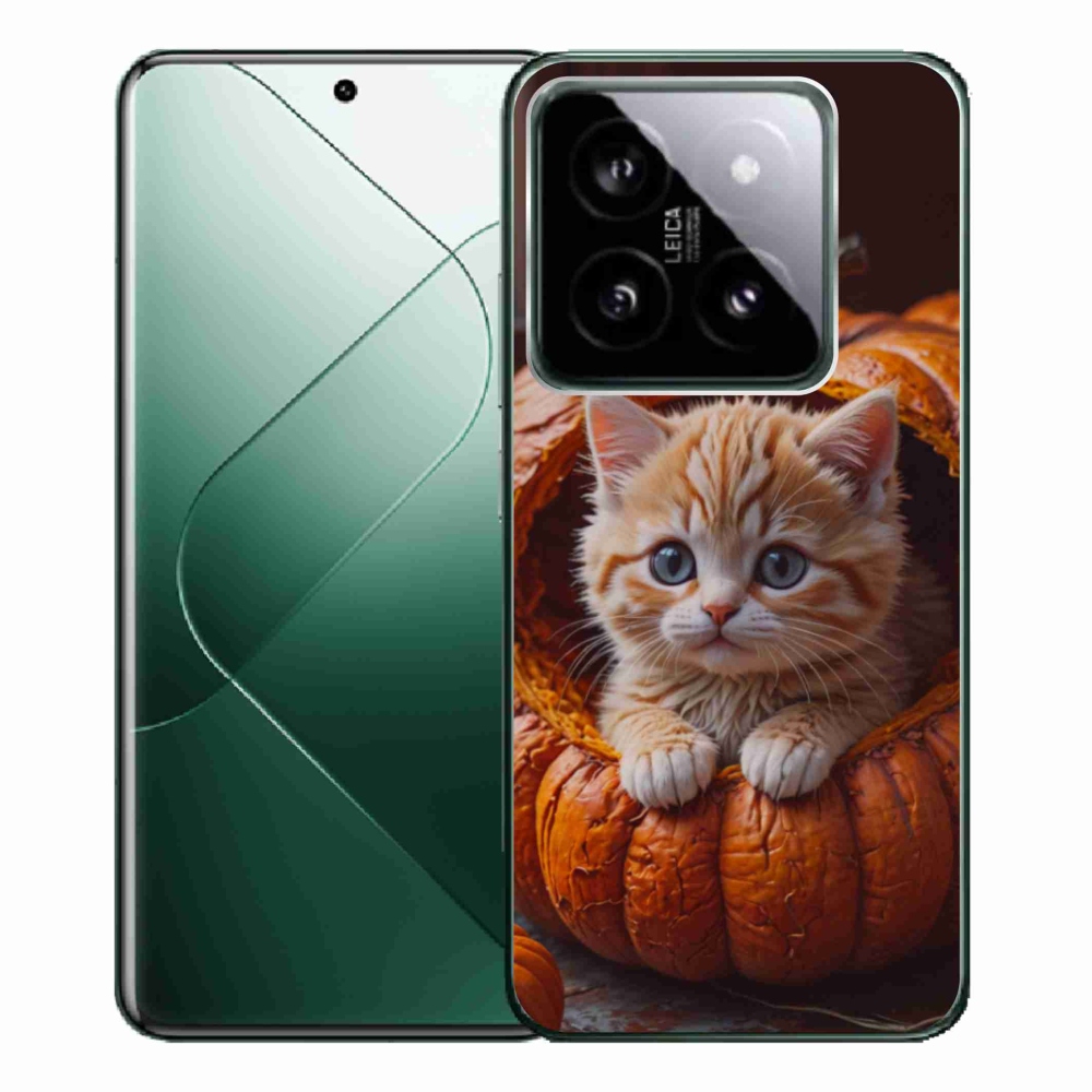Gelový kryt mmCase na Xiaomi 14 Pro - kotě a dýně 2