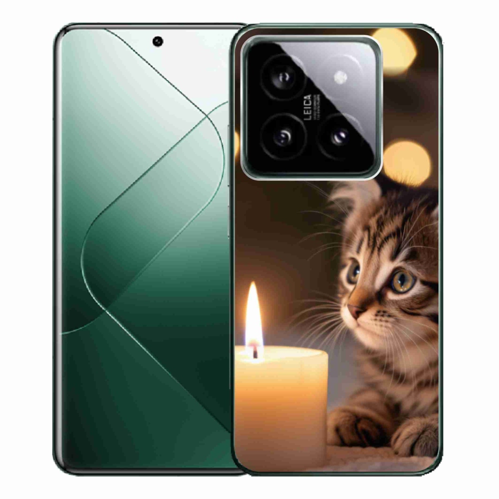 Gelový kryt mmCase na Xiaomi 14 Pro - kotě a svíčka
