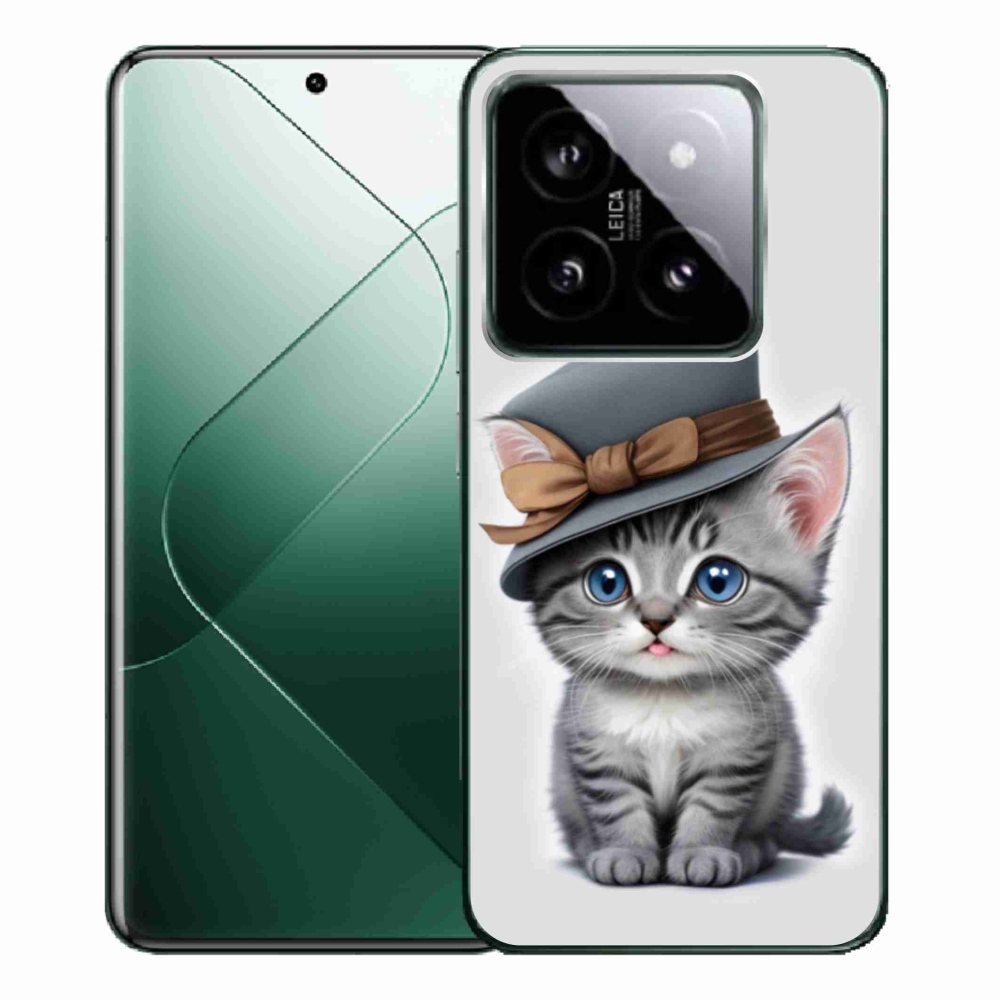 Gelový kryt mmCase na Xiaomi 14 Pro - kotě s kloboukem