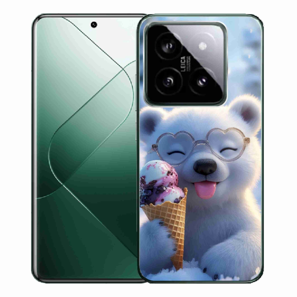 Gelový kryt mmCase na Xiaomi 14 Pro - medvídek se zmrzlinou