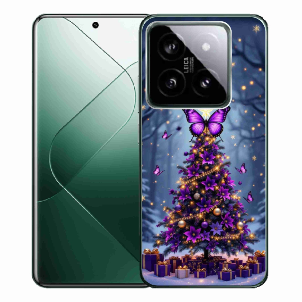 Gelový kryt mmCase na Xiaomi 14 Pro - motýlí vánoční stromek