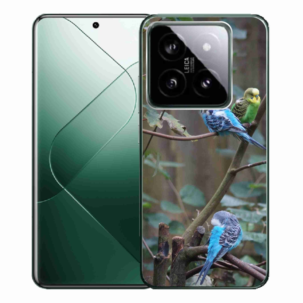 Gelový kryt mmCase na Xiaomi 14 Pro - papoušci na větvi