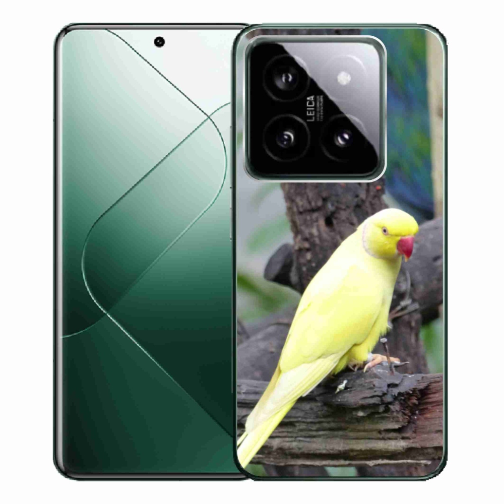 Gelový kryt mmCase na Xiaomi 14 Pro - papoušek alexandr žlutý