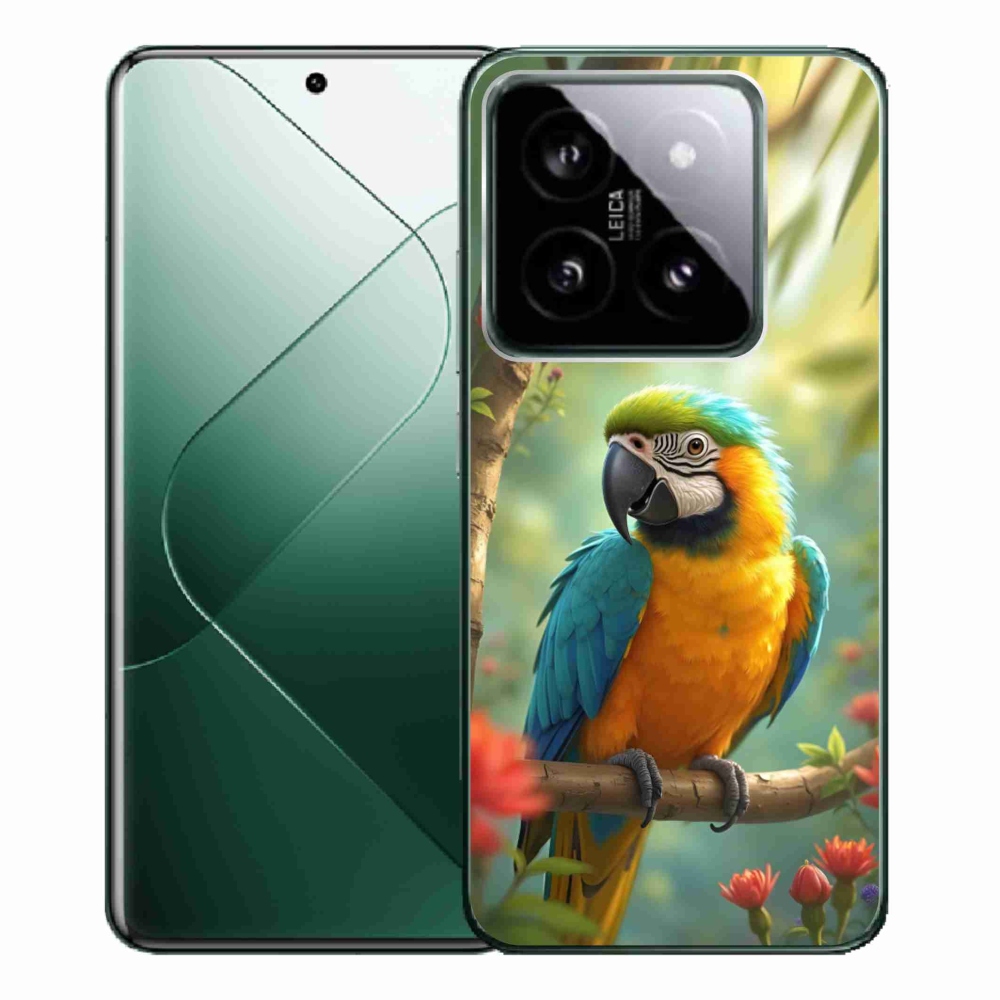 Gelový kryt mmCase na Xiaomi 14 Pro - papoušek ara modrožlutá