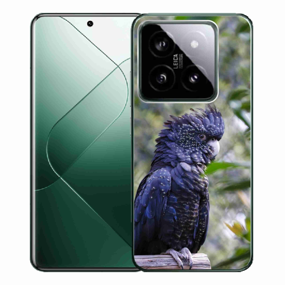 Gelový kryt mmCase na Xiaomi 14 Pro - papoušek kakadu černý