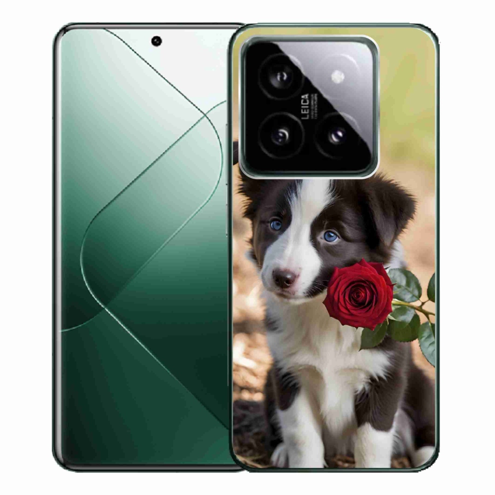 Gelový kryt mmCase na Xiaomi 14 Pro - roztomilá border kolie s růží